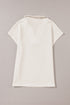 Textured Short Sleeve Collared V Neck Top