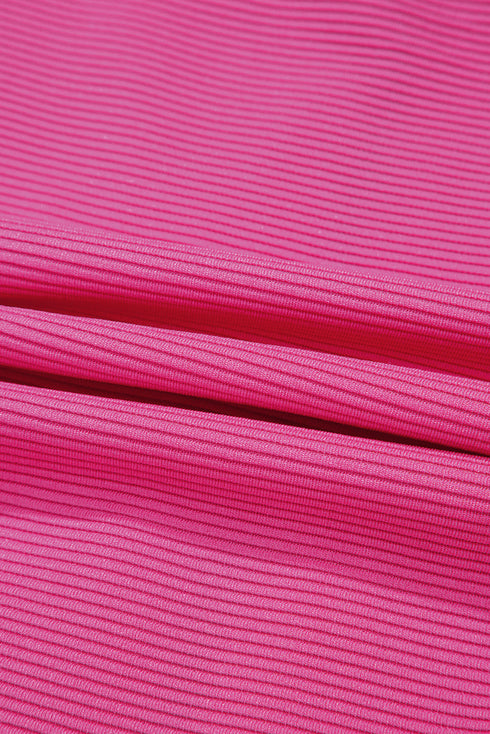 Textured Short Sleeve Half Zip Drawstring Waist Romper