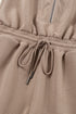 Textured Short Sleeve Half Zip Drawstring Waist Romper