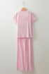 Textured Short Sleeve Henley Pocketed Wide Leg Pant Sets