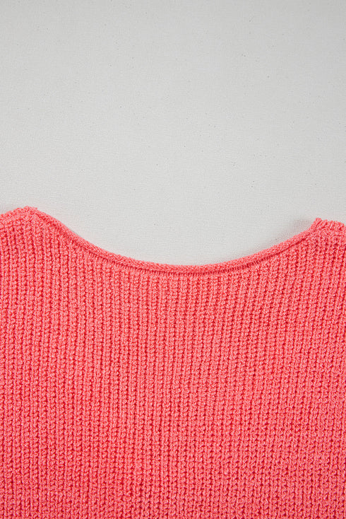 Textured Sleeveless Double Tie Front V Neck Vest