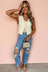 Textured Sleeveless Double Tie Front V Neck Vest