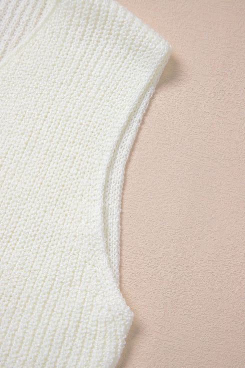 Textured Sleeveless Double Tie Front V Neck Vest