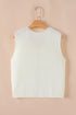 Textured Sleeveless Double Tie Front V Neck Vest