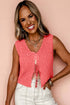 Textured Sleeveless Double Tie Front V Neck Vest