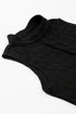 Textured Sleeveless Split Neck Pleated Front Blouse