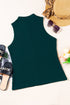 Textured Sleeveless Split Neck Pleated Front Blouse