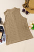 Textured Sleeveless Split Neck Pleated Front Blouse