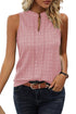 Textured Sleeveless Split Neck Pleated Front Blouse