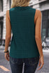 Textured Sleeveless Split Neck Pleated Front Blouse