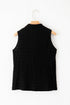Textured Sleeveless Split Neck Pleated Front Blouse