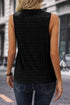 Textured Sleeveless Split Neck Pleated Front Blouse