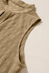 Textured Sleeveless Split Neck Pleated Front Blouse