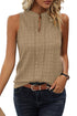Textured Sleeveless Split Neck Pleated Front Blouse