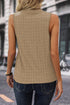 Textured Sleeveless Split Neck Pleated Front Blouse