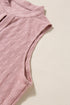 Textured Sleeveless Split Neck Pleated Front Blouse