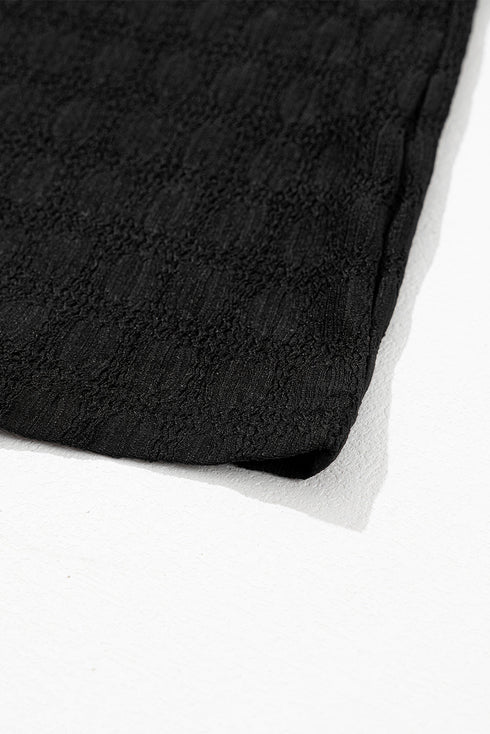 Textured Sleeveless Split Neck Pleated Front Blouse