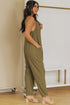 Textured Sleeveless V-Neck Pocketed Casual Jumpsuit