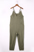 Textured Sleeveless V-Neck Pocketed Casual Jumpsuit