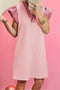 Textured Sleeveless V Neck Relaxed Shift Dress