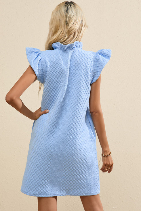 Textured Sleeveless V Neck Relaxed Shift Dress