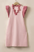 Textured Sleeveless V Neck Relaxed Shift Dress