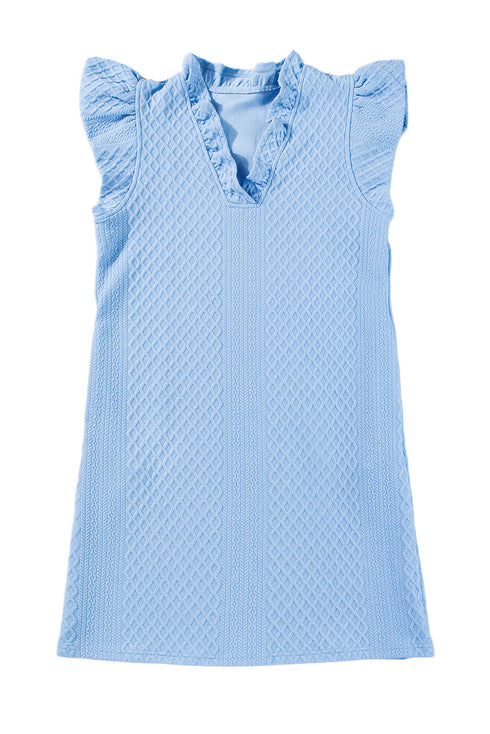 Textured Sleeveless V Neck Relaxed Shift Dress