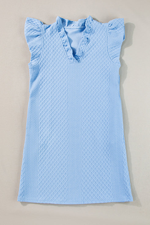 Textured Sleeveless V Neck Relaxed Shift Dress
