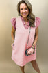 Textured Sleeveless V Neck Relaxed Shift Dress