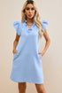 Textured Sleeveless V Neck Relaxed Shift Dress