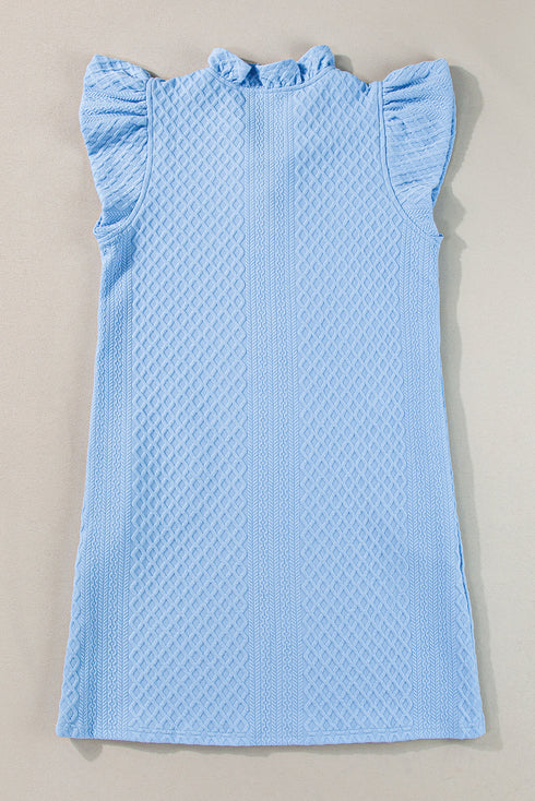 Textured Sleeveless V Neck Relaxed Shift Dress