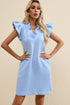 Textured Sleeveless V Neck Relaxed Shift Dress