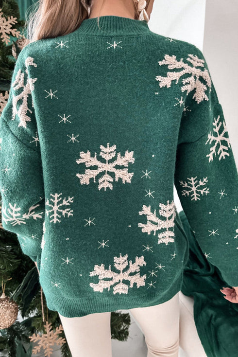 Textured Snowflake Mock Neck Long Sleeve Sweater