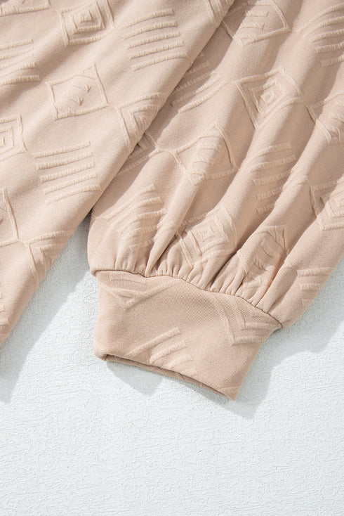 Textured Solid Drop Shoulder Crew Neck Western Sweatshirt