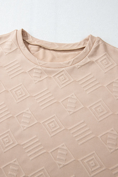 Textured Solid Drop Shoulder Crew Neck Western Sweatshirt