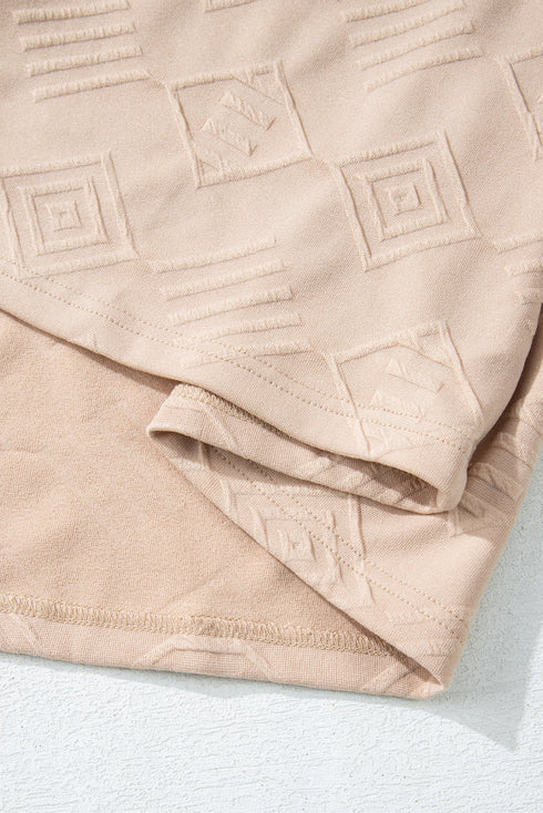 Textured Solid Drop Shoulder Crew Neck Western Sweatshirt