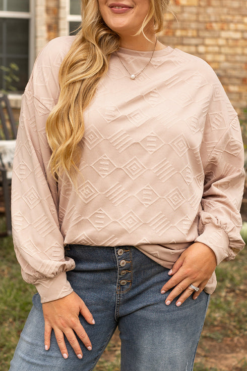 Textured Solid Drop Shoulder Crew Neck Western Sweatshirt