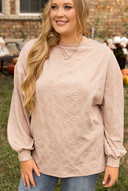 Textured Solid Drop Shoulder Crew Neck Western Sweatshirt