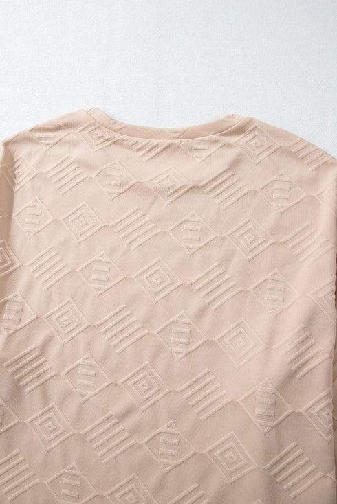 Textured Solid Drop Shoulder Crew Neck Western Sweatshirt