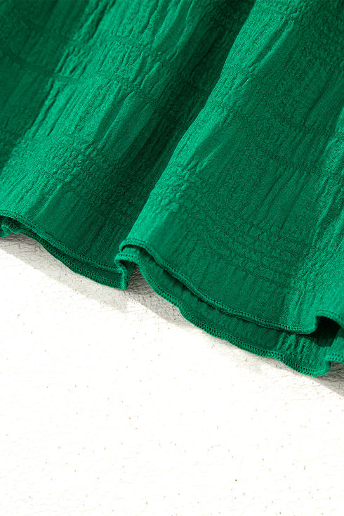 Textured Solid Flutter Sleeve Ruffled H Line Mini Dress