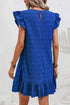 Textured Solid Flutter Sleeve Ruffled H Line Mini Dress