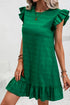 Textured Solid Flutter Sleeve Ruffled H Line Mini Dress