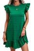 Textured Solid Flutter Sleeve Ruffled H Line Mini Dress