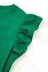 Textured Solid Flutter Sleeve Ruffled H Line Mini Dress