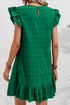 Textured Solid Flutter Sleeve Ruffled H Line Mini Dress