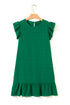 Textured Solid Flutter Sleeve Ruffled H Line Mini Dress