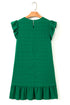 Textured Solid Flutter Sleeve Ruffled H Line Mini Dress