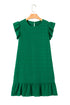 Textured Solid Flutter Sleeve Ruffled H Line Mini Dress