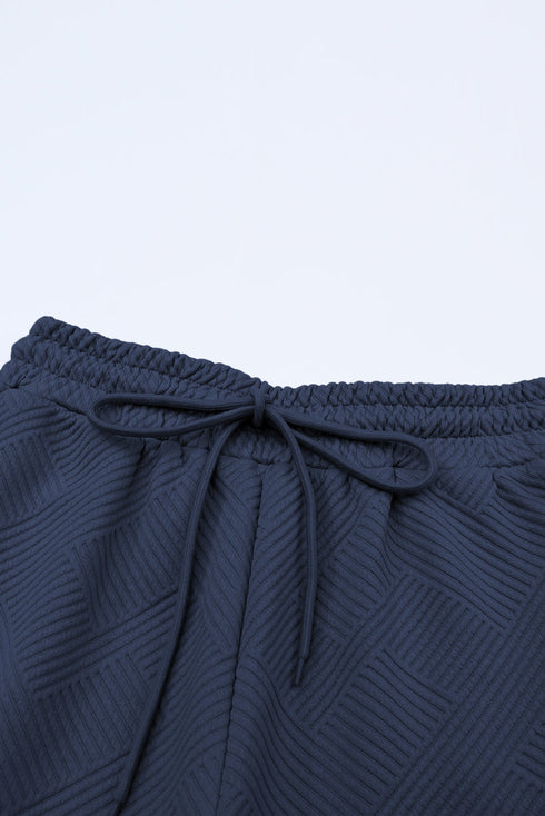 Textured Solid Loose Fit Wide Leg Pant Set