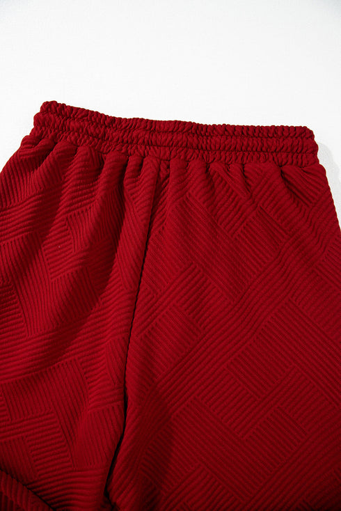 Textured Solid Loose Fit Wide Leg Pant Set